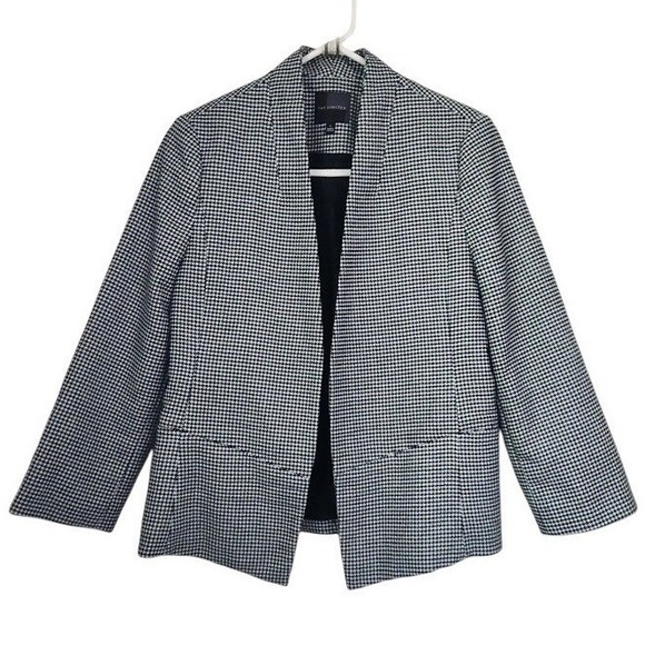 Women's Black & White Houndstooth Jacket Blazer Women's Size S Open Front A25 - Picture 2 of 6